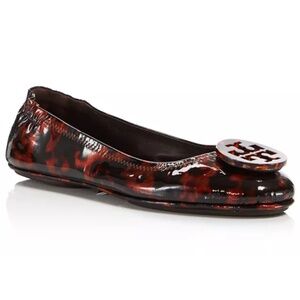 TORY BURCH Women's Minnie Tortoise Print Patent Leather Travel Ballet Flats, 9